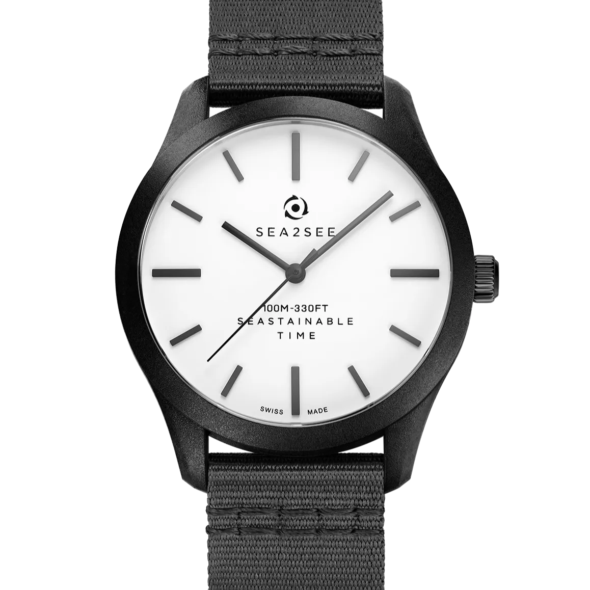 Sea2See Fiji 01 orologio 37 mm nero quadrante bianco