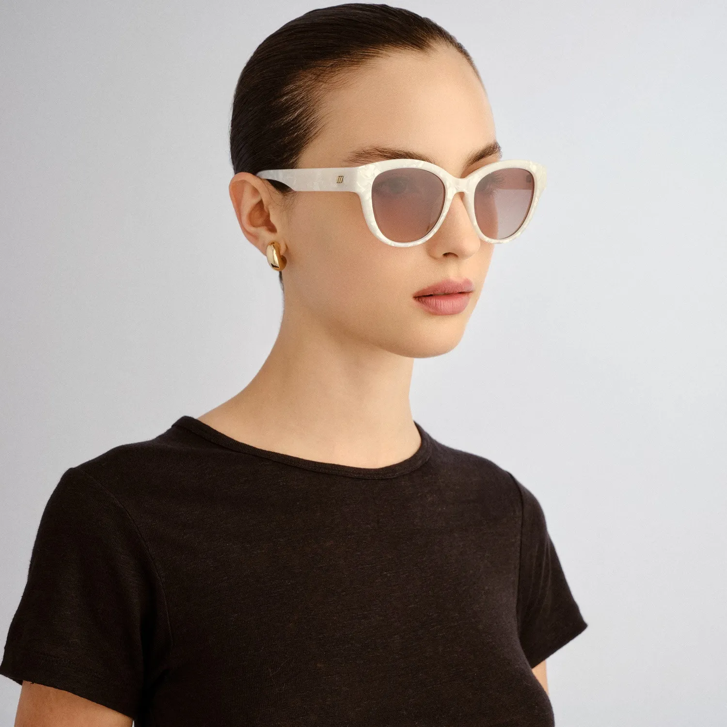 Le Specs Majestic occhiali da sole white marble tondi