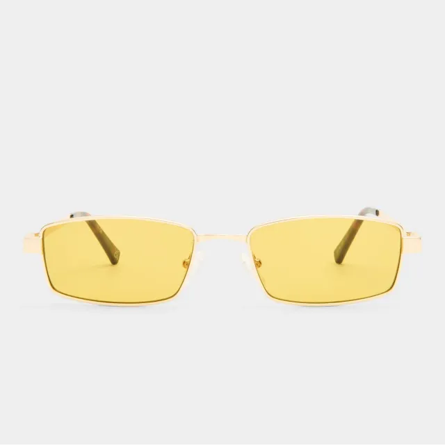 Le Specs Bizarro occhiale da sole bright gold rettangolare