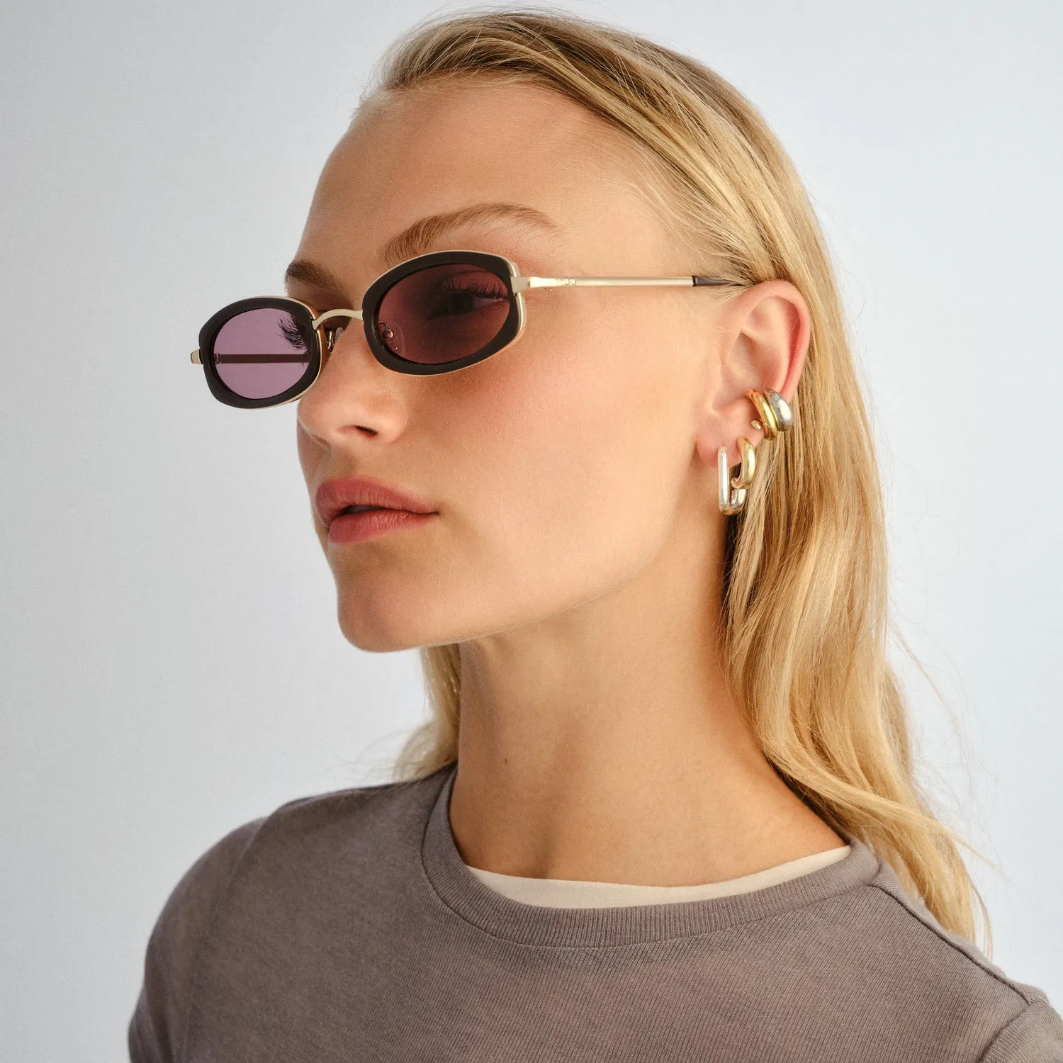 Le Specs Mecharo occhiale da sole oro ovale marrone