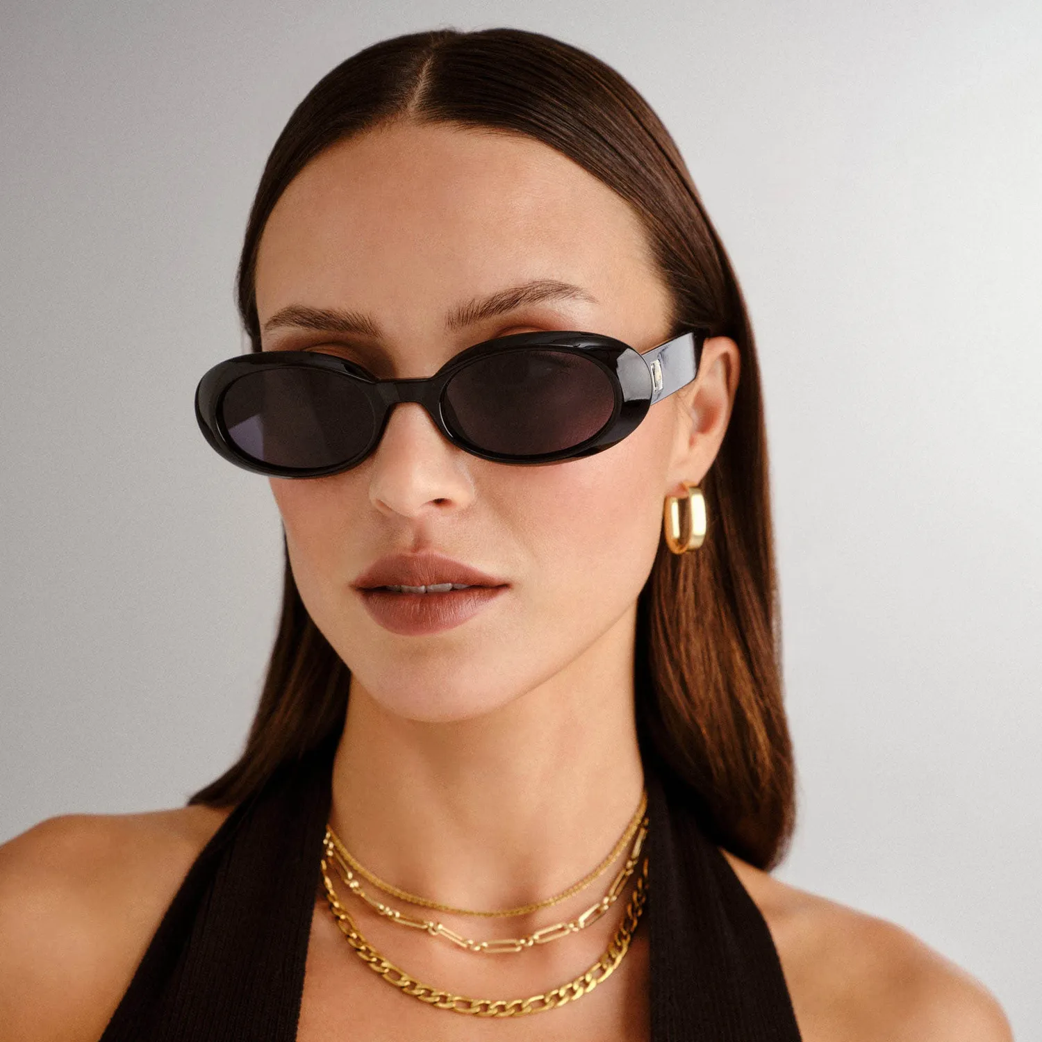 Le Specs Work It occhiale da sole nero ovale slim