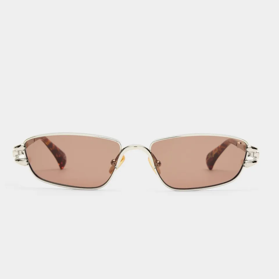Le Specs Numero Cinco occhiale da sole argento rettangolare