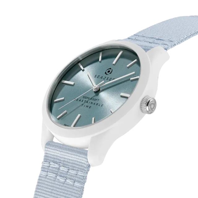 Sea2See Fiji 04 orologio 37 mm bianco quadrante azzurro