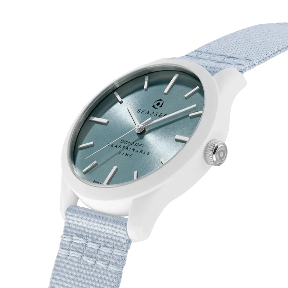 Sea2See Fiji 04 orologio 37 mm bianco quadrante azzurro