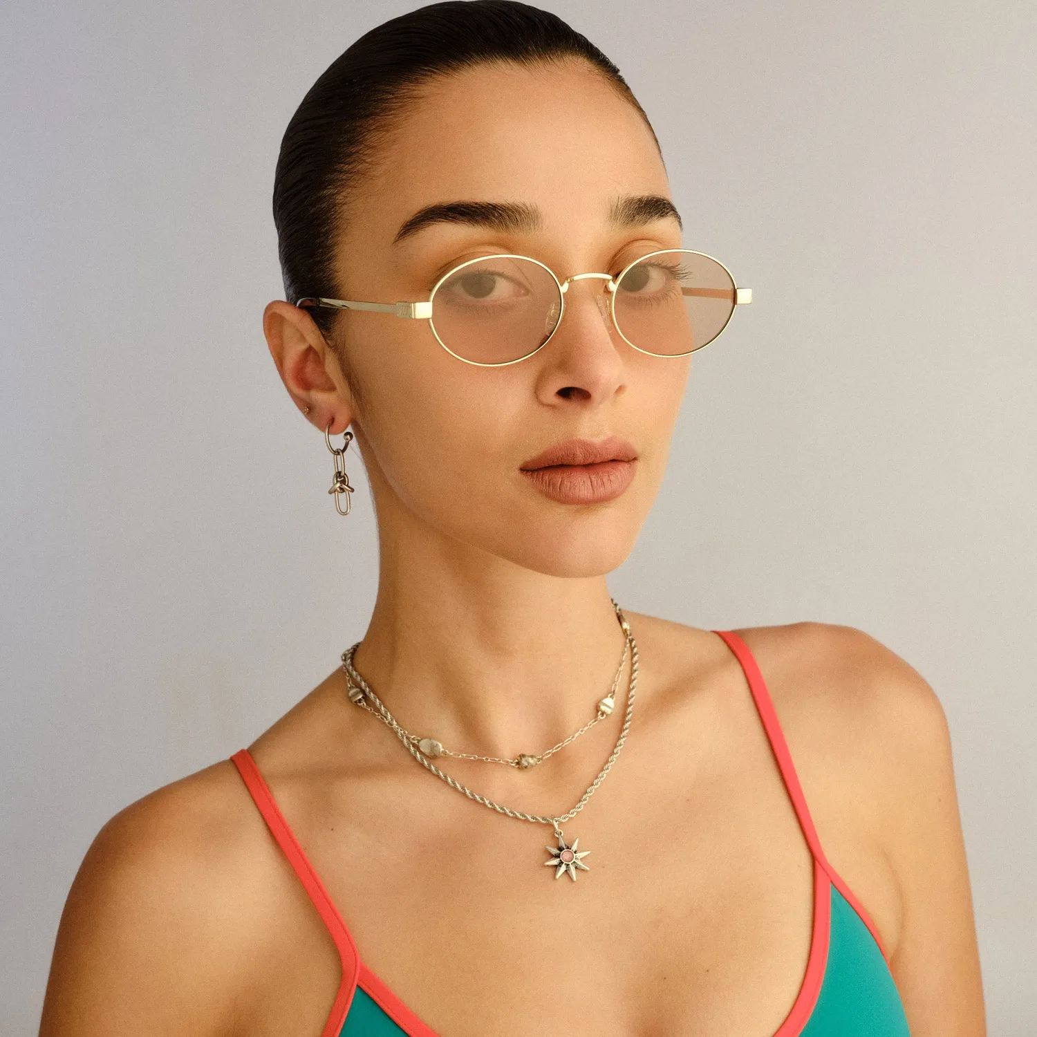 Le Specs Poseidon Deux occhiali da sole oro lente marrone