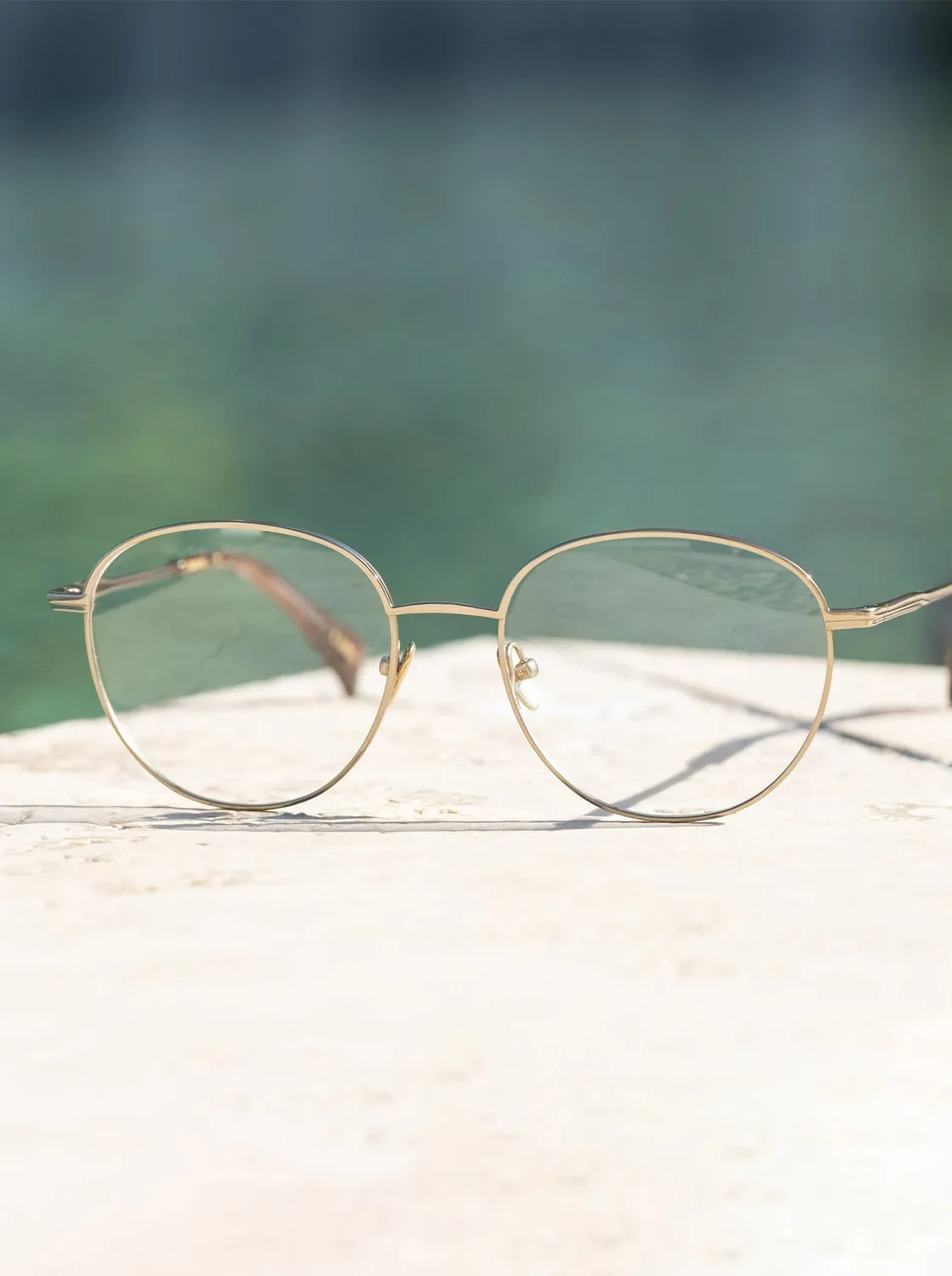 Raen Liddy Split Light Gold Suede montatura da vista 54 titanio