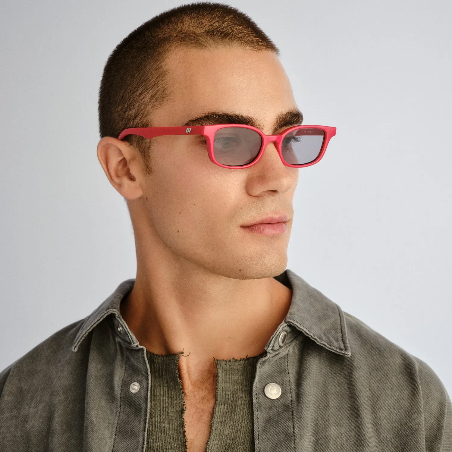 Le Specs Echelon occhiale da sole rosso rettangolare