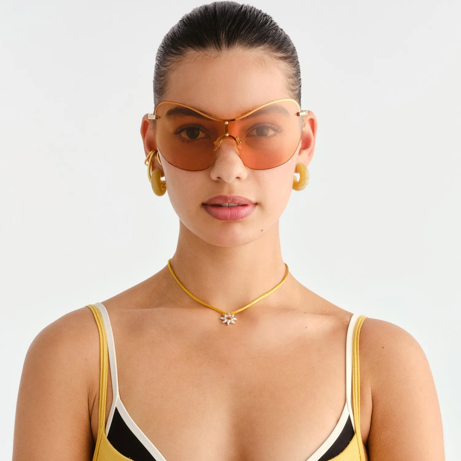Le Specs Satine occhiali da sole oro lucido shield