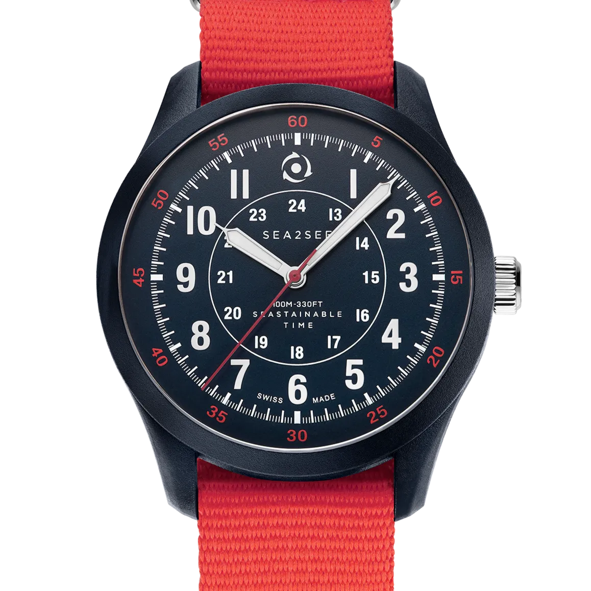 Sea2See Seal 05 orologio 41 mm blu cinturino rosso