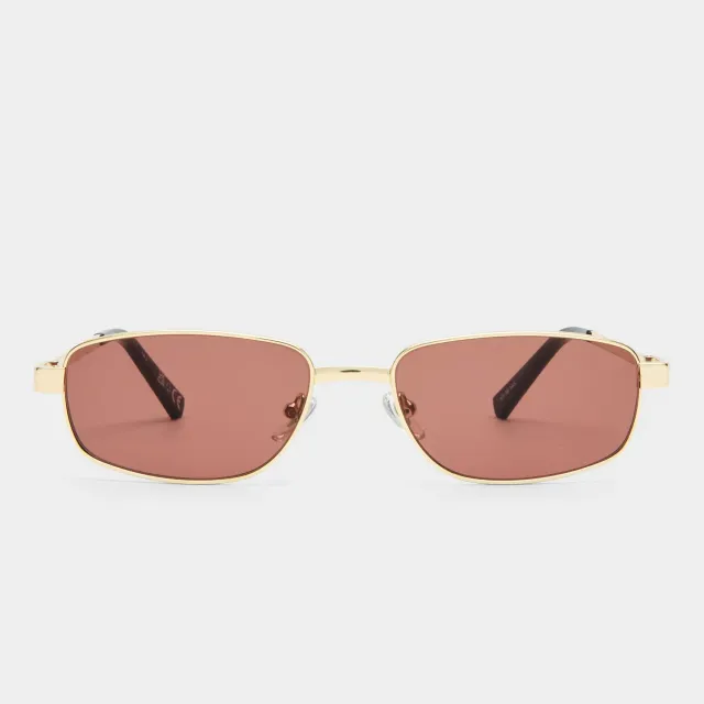 Le Specs Torrid occhiale da sole oro marrone rettangolare