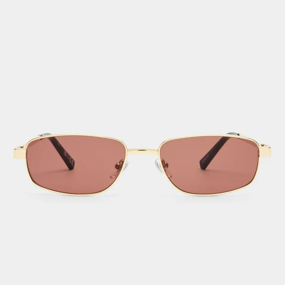 Le Specs Torrid occhiale da sole oro marrone rettangolare