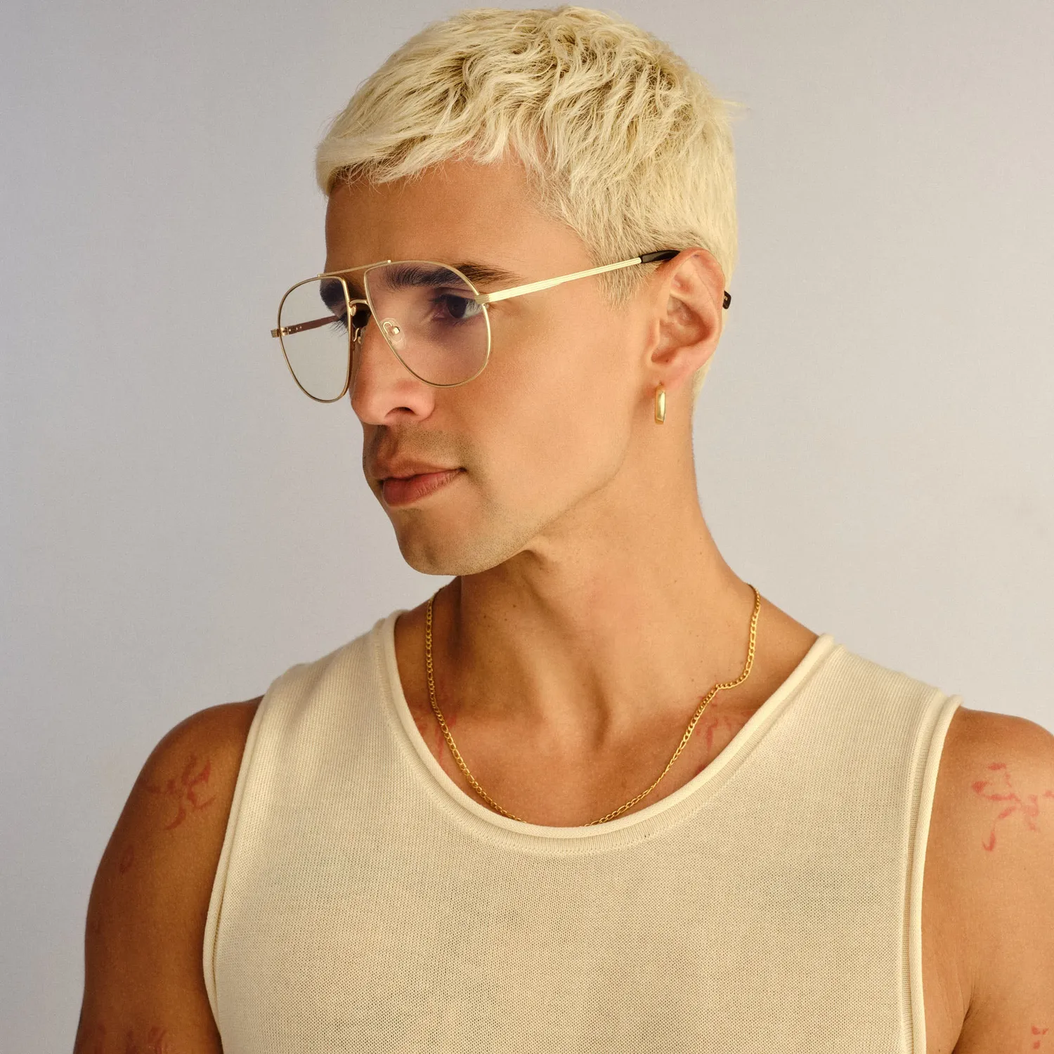 Le Specs Schmaltzy montatura da vista oro luce blu