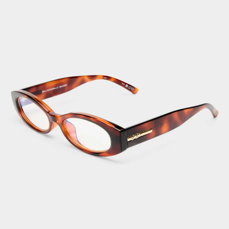 Le Specs Belladonna montatura da vista toffee tort luce blu