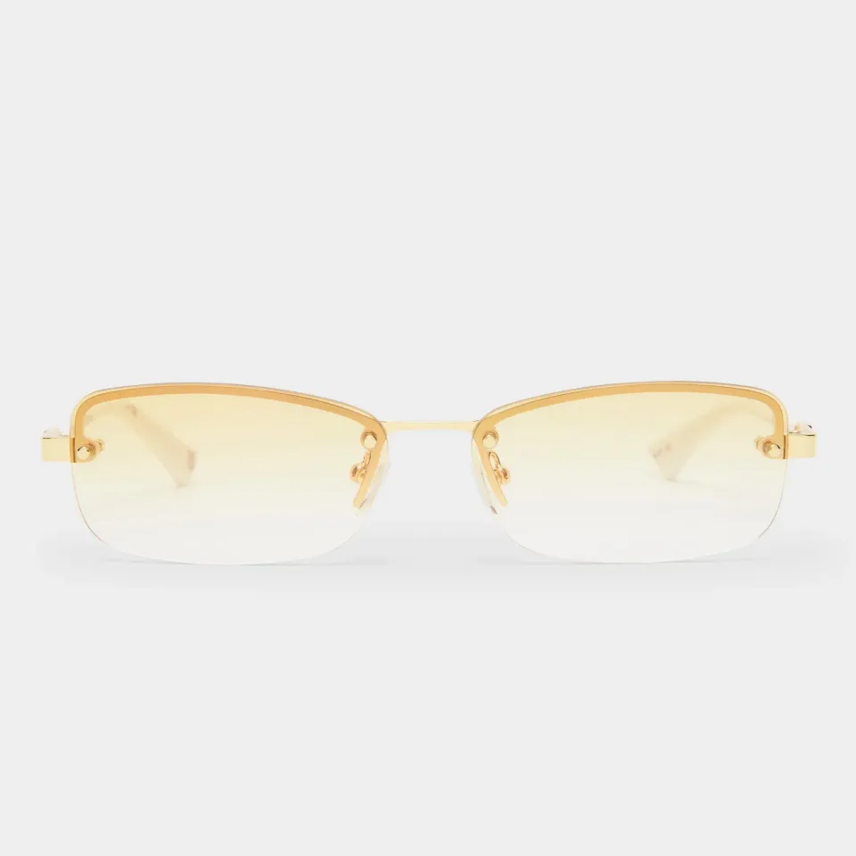 Le Specs Enigmatic occhiale da sole oro avorio specchiato