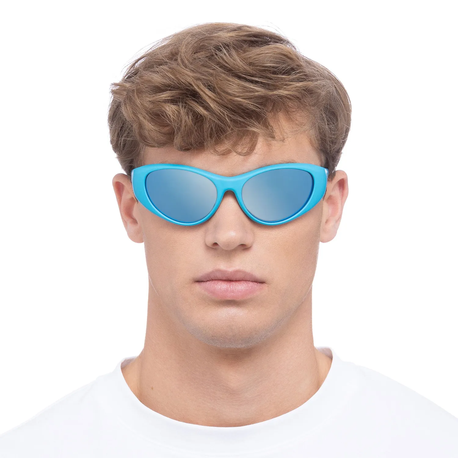 Le Specs Dotcom occhiali da sole cyan specchiati wrap