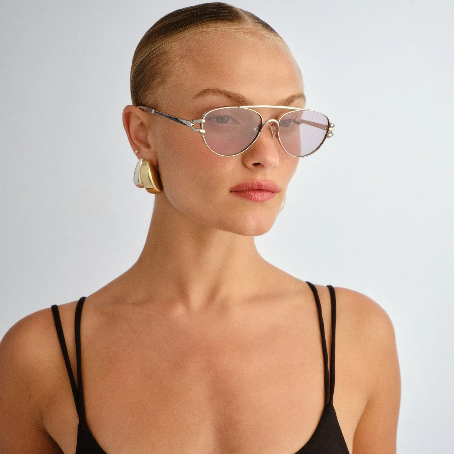 Le Specs Numero Seis occhiali da sole bright silver aviatore