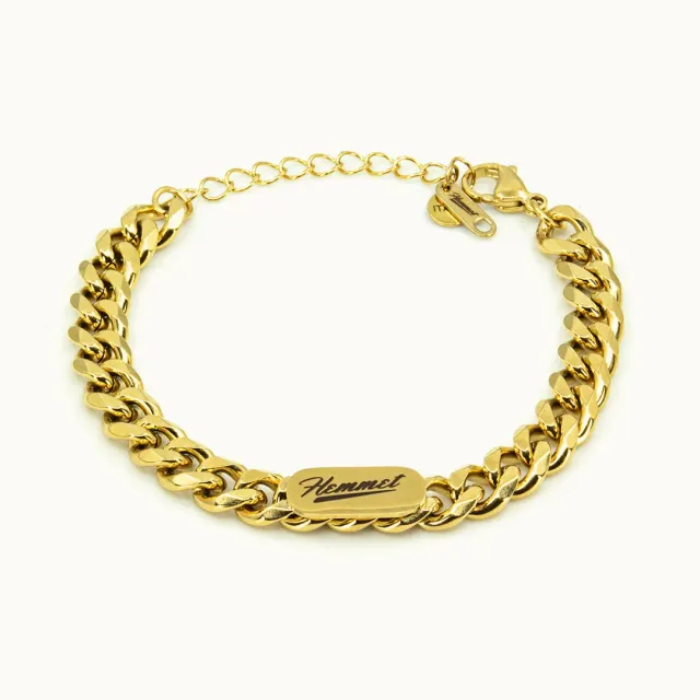 Hemmet Principle Cuban Tag bracciale oro giallo 17cm
