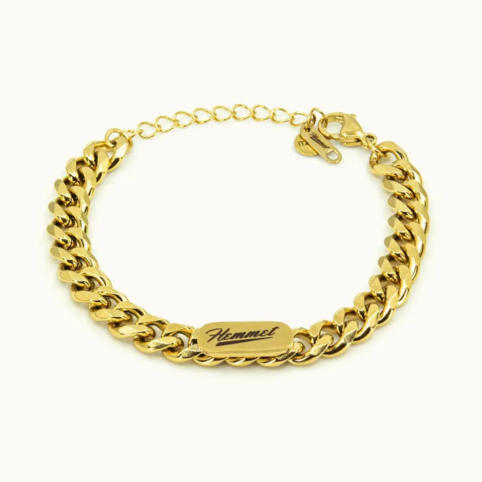 Hemmet Principle Cuban Tag bracciale oro giallo 17cm