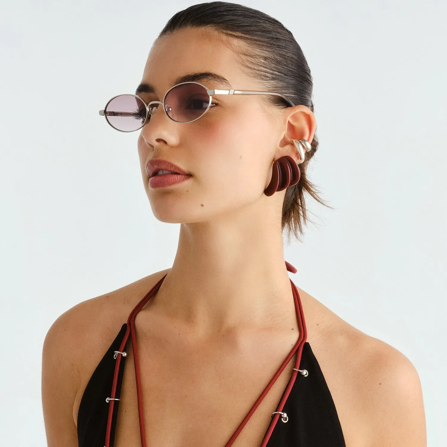 Le Specs Icicle occhiale da sole bright silver ovale