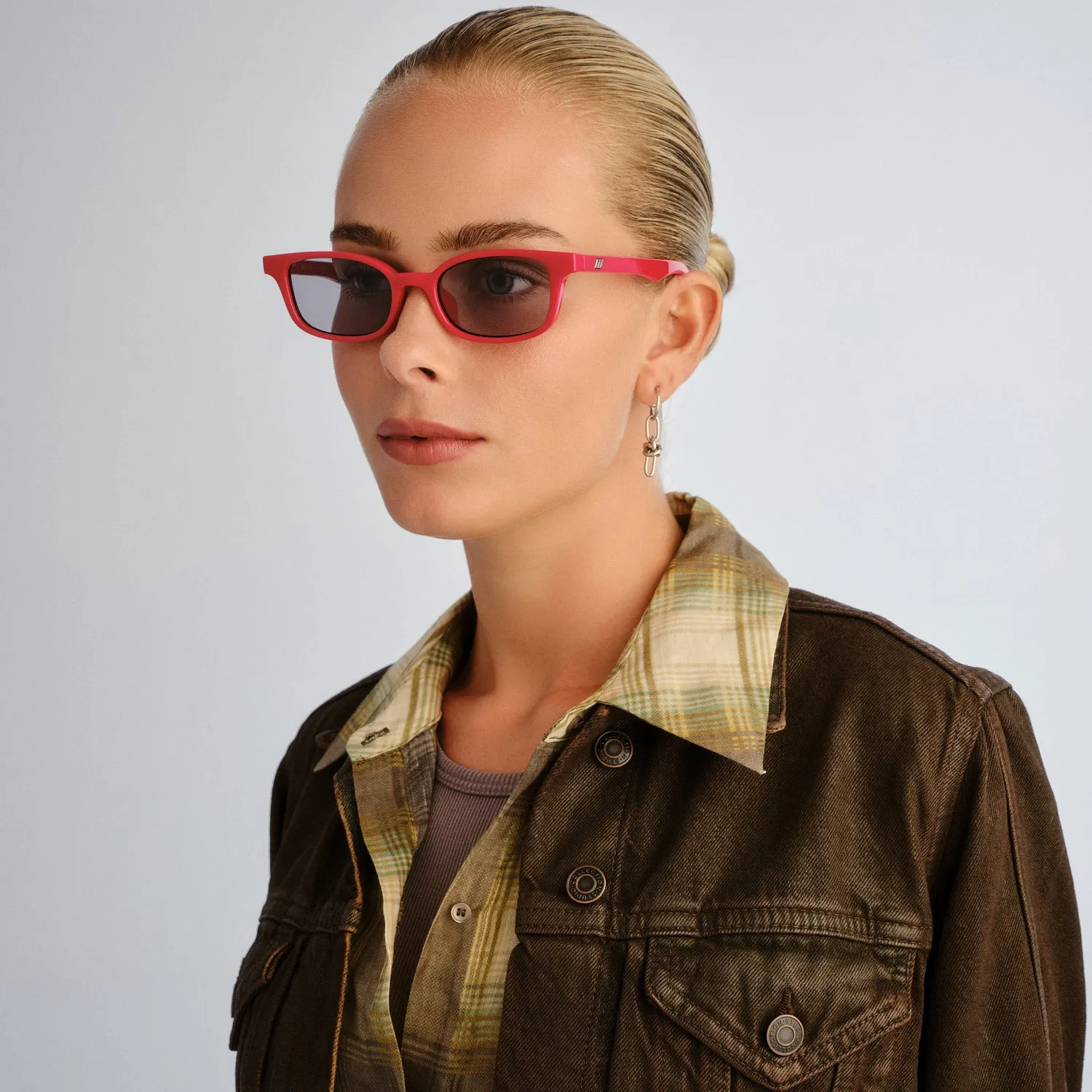 Le Specs Echelon occhiale da sole rosso rettangolare