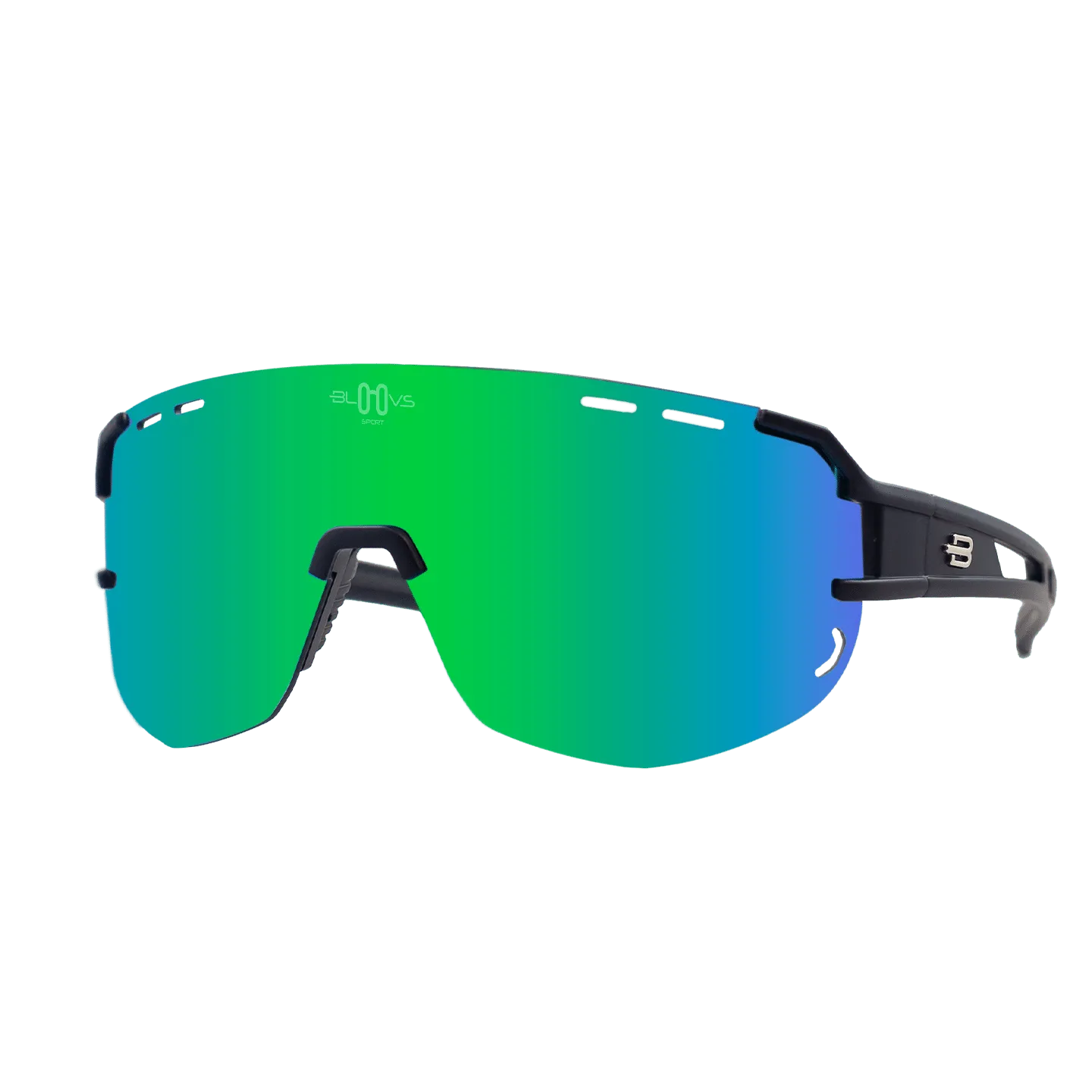 Bloovs Iten Matte Black Green Mirror occhiali corsa specchiati