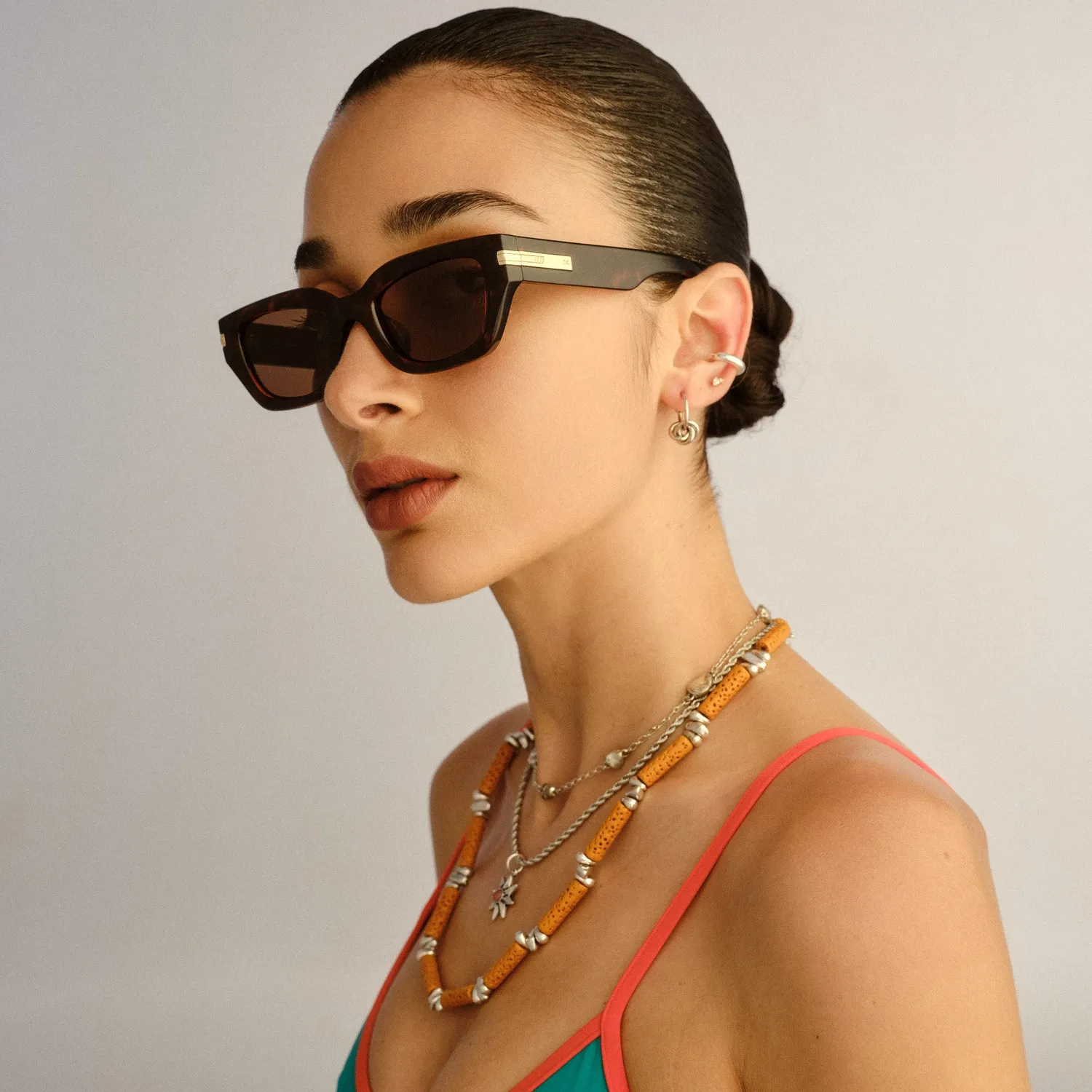 Le Specs Cubito+ occhiale da sole tartarugato squadrato