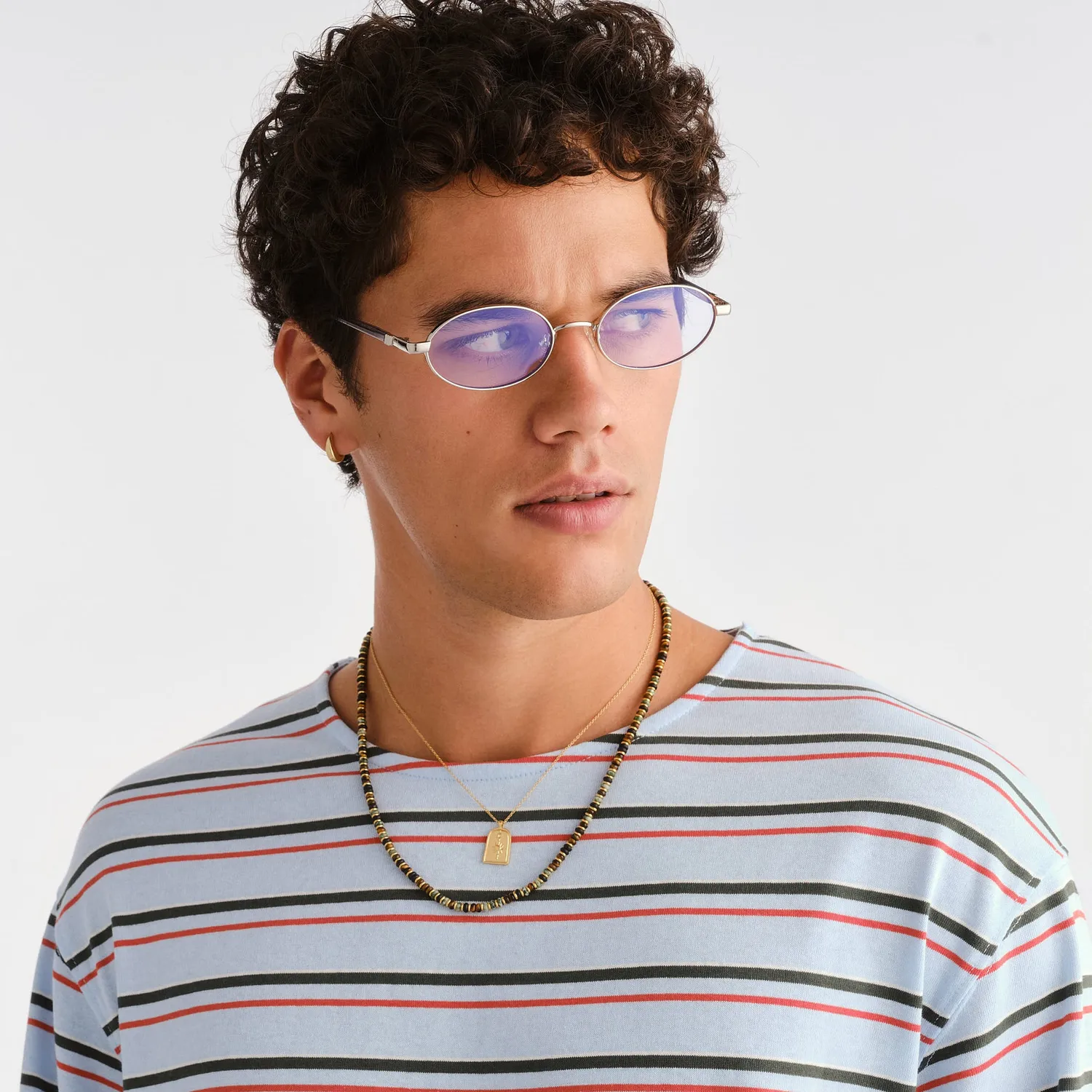 Le Specs Icicle occhiali luce blu argento ovali