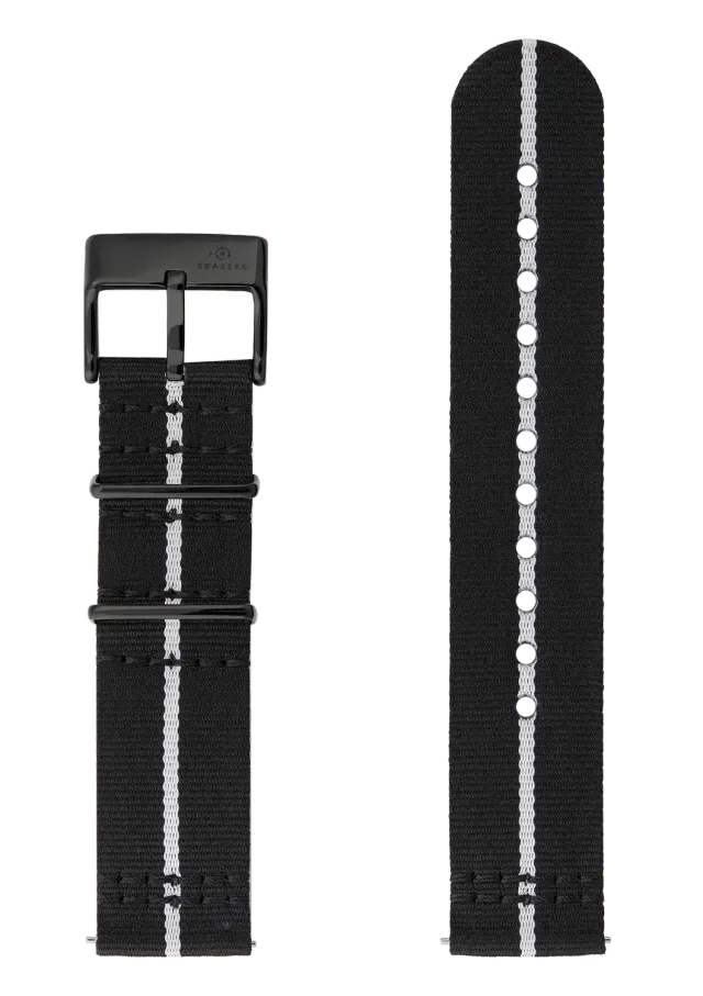 Sea2See Strap cinturino orologio 20 mm black white sgancio rapido
