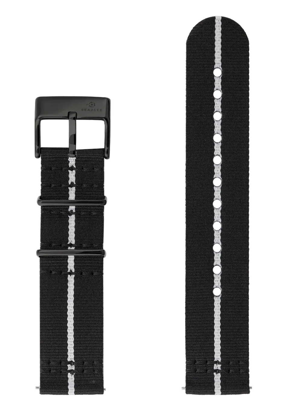Sea2See Strap cinturino orologio 20 mm black white sgancio rapido