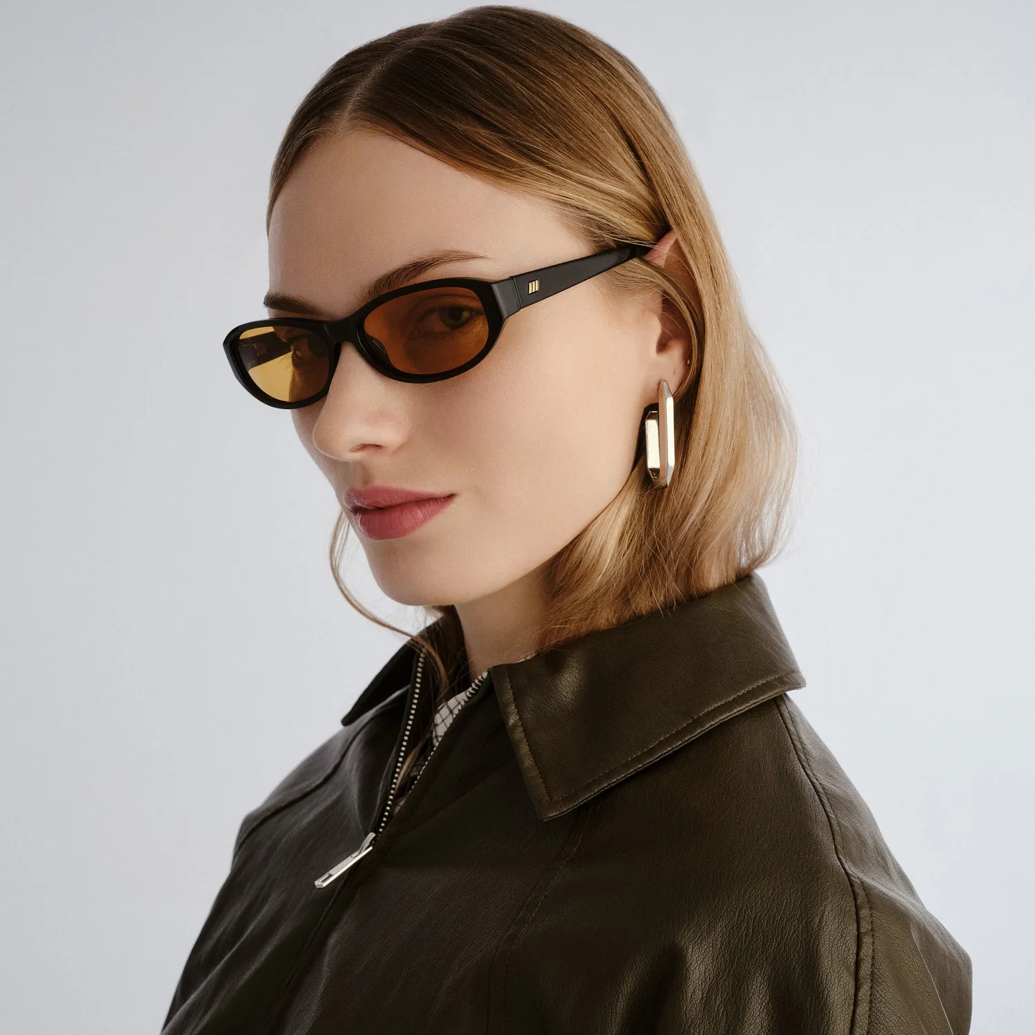 Le Specs Don't Cha occhiali da sole neri ovali slim