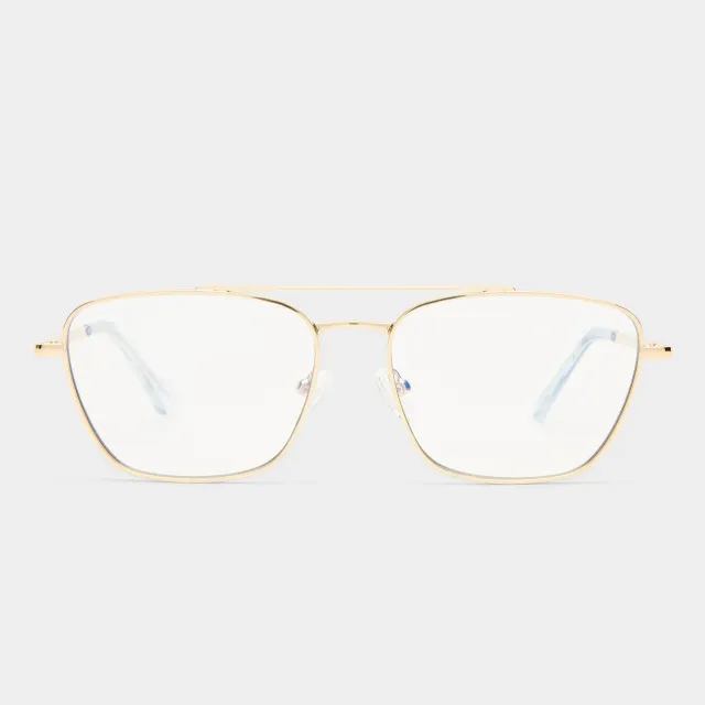 Le Specs Diametric occhiali luce blu oro aviator quadrato
