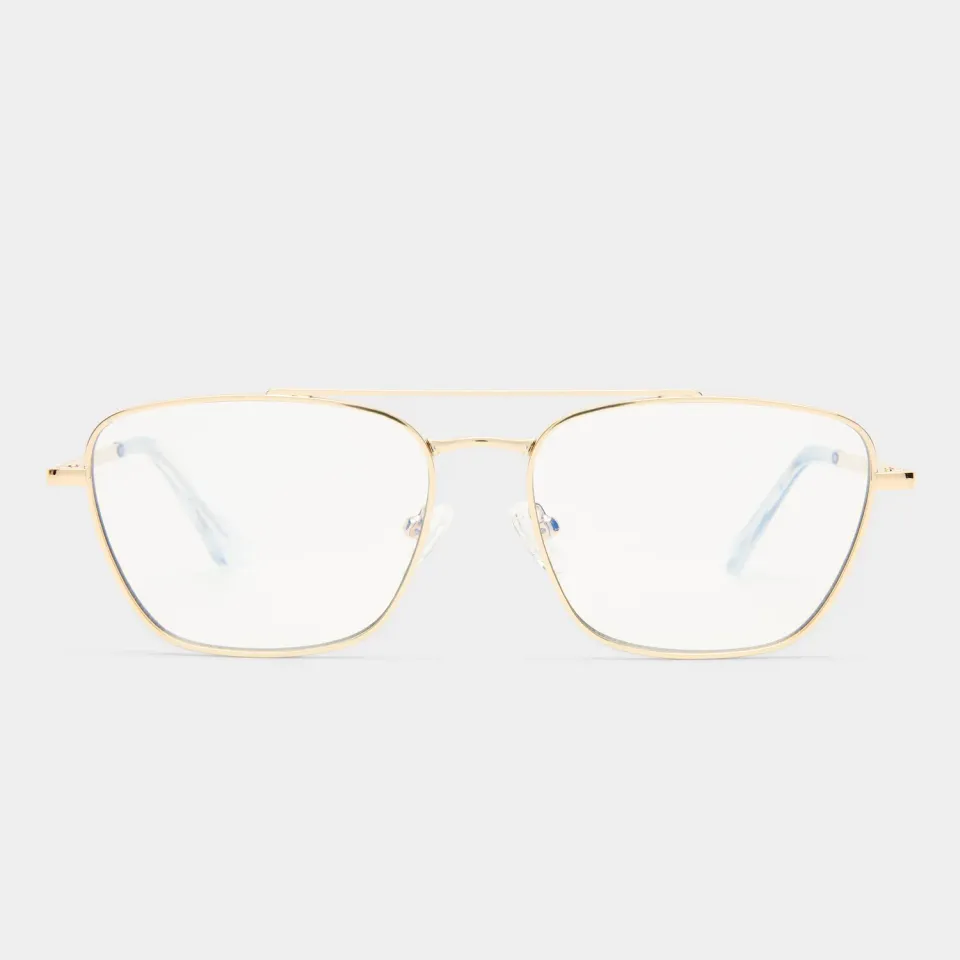 Le Specs Diametric occhiali luce blu oro aviator quadrato