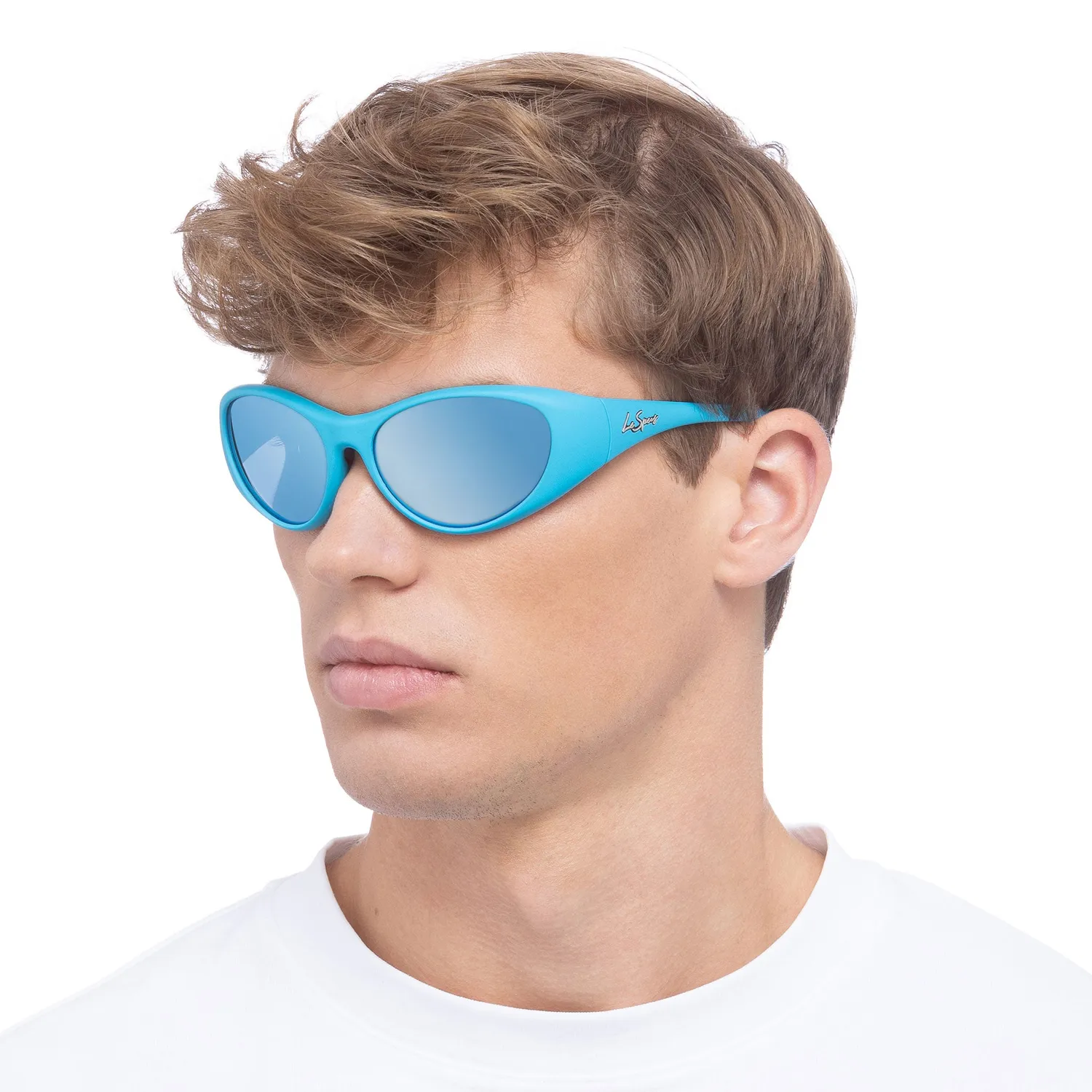 Le Specs Dotcom occhiali da sole cyan specchiati wrap