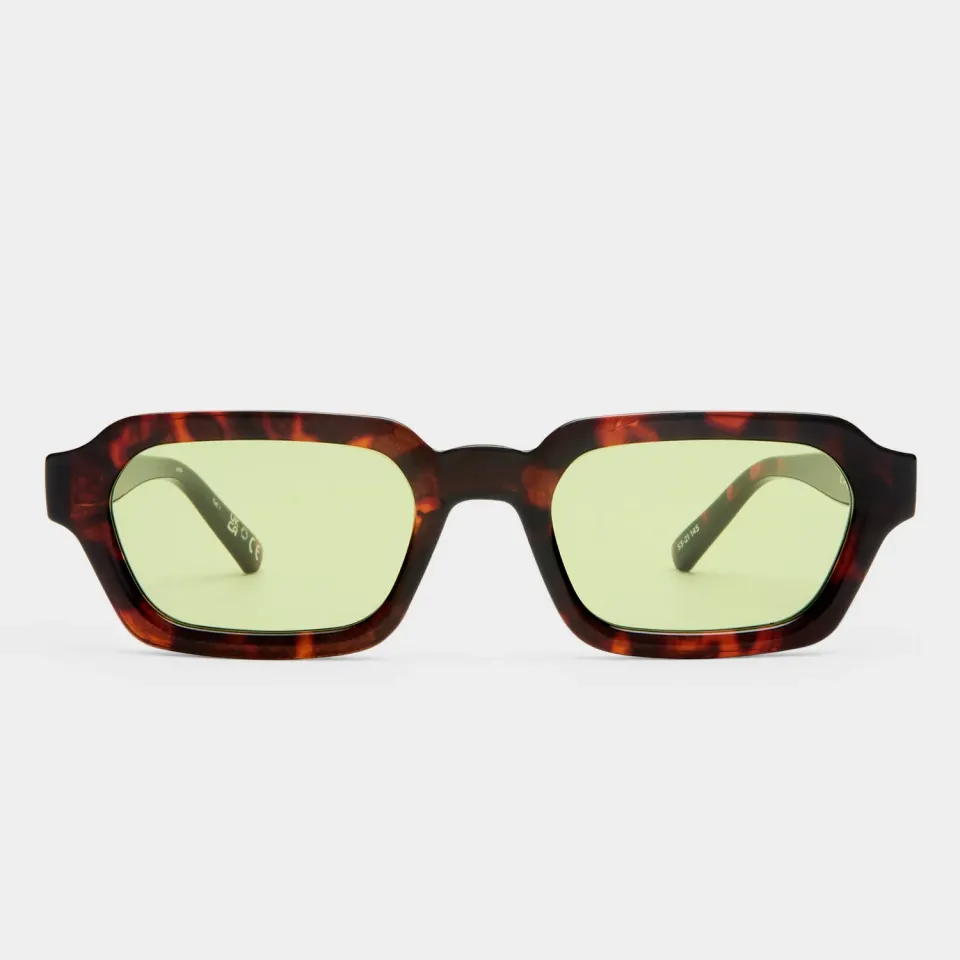 Le Specs Tension + occhiali da sole tartarugato rettangolari