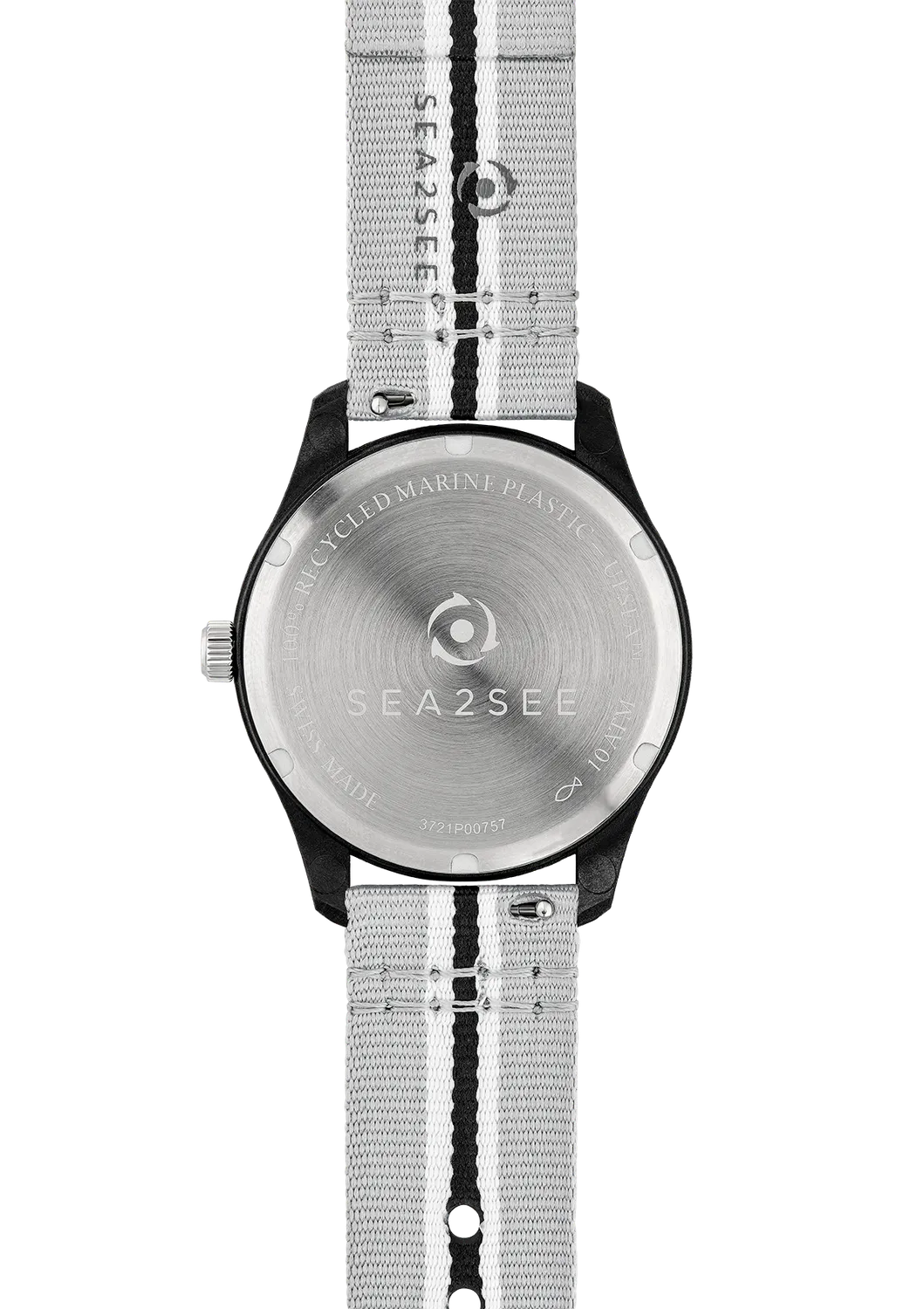 Sea2See Grey White Black cinturino orologio grigio 18 mm