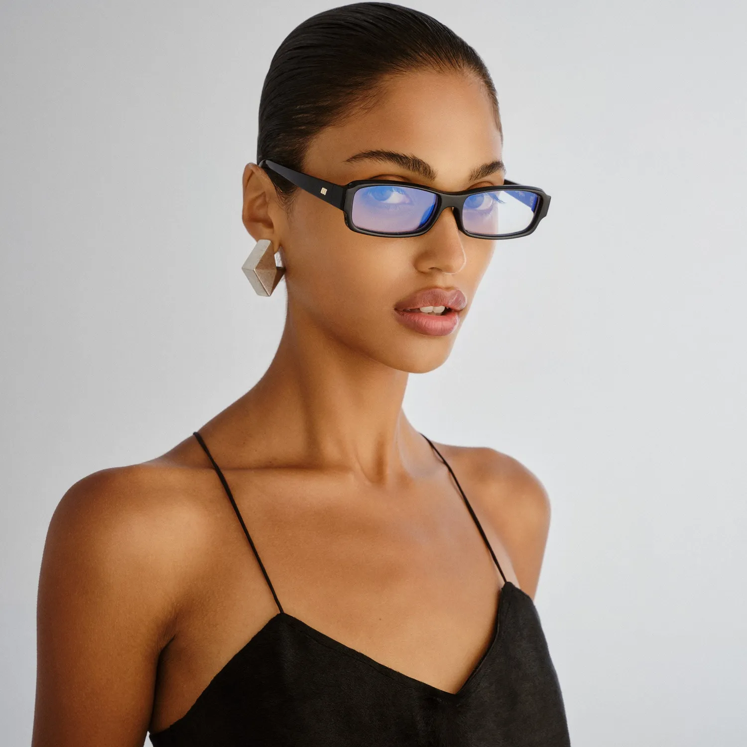 Le Specs Dial Tone occhiali luce blu rettangolari neri