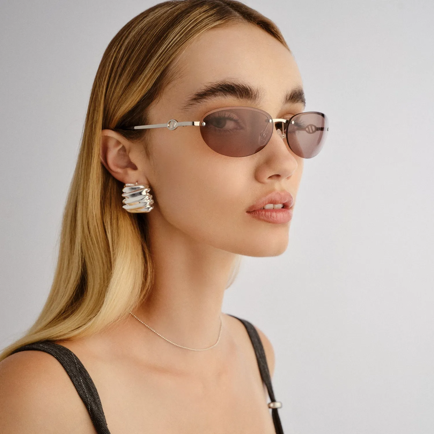 Le Specs Slinky occhiale da sole argento lente marrone