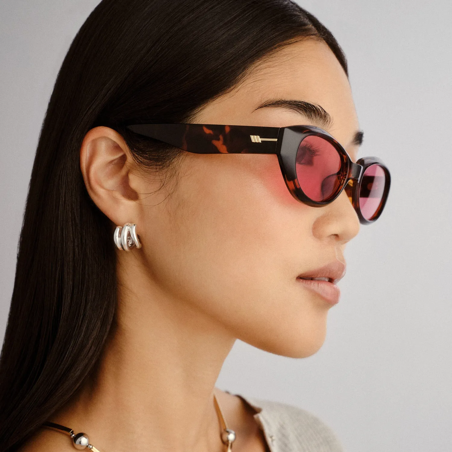 Le Specs Le Bijou occhiale da sole tartarugato ovale