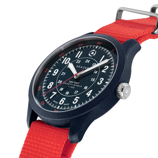 Sea2See Seal 05 orologio 41 mm blu cinturino rosso