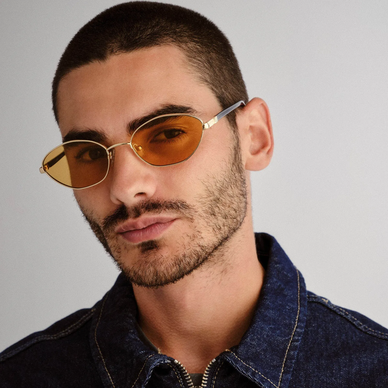 Le Specs Le Bebe occhiali da sole oro lente ambra ovale