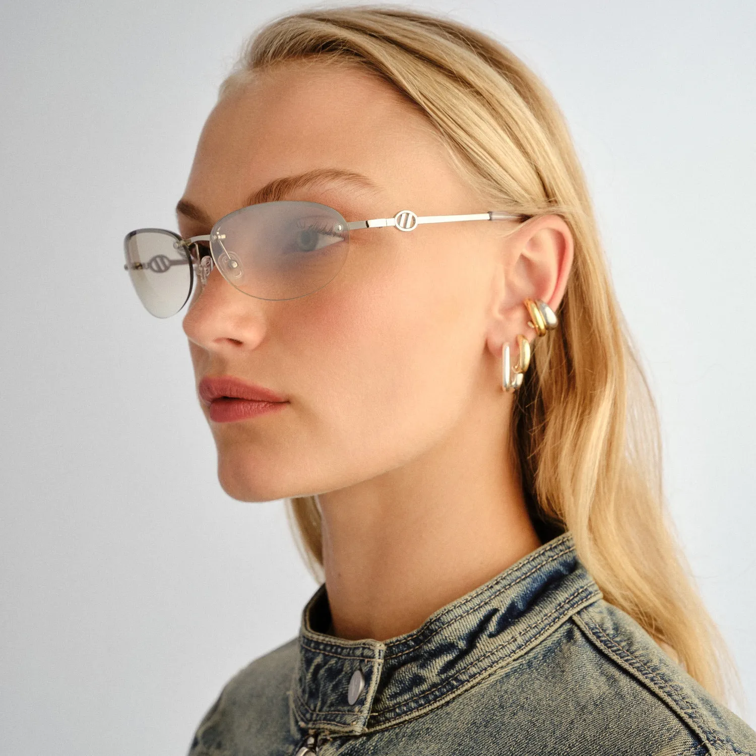 Le Specs Slinky occhiali da sole silver flash ovali