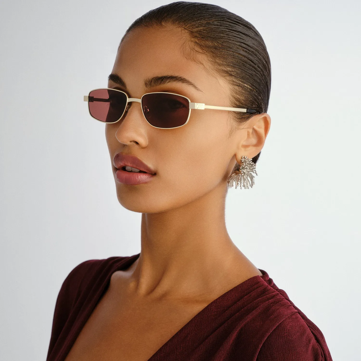 Le Specs Torrid occhiale da sole oro marrone rettangolare