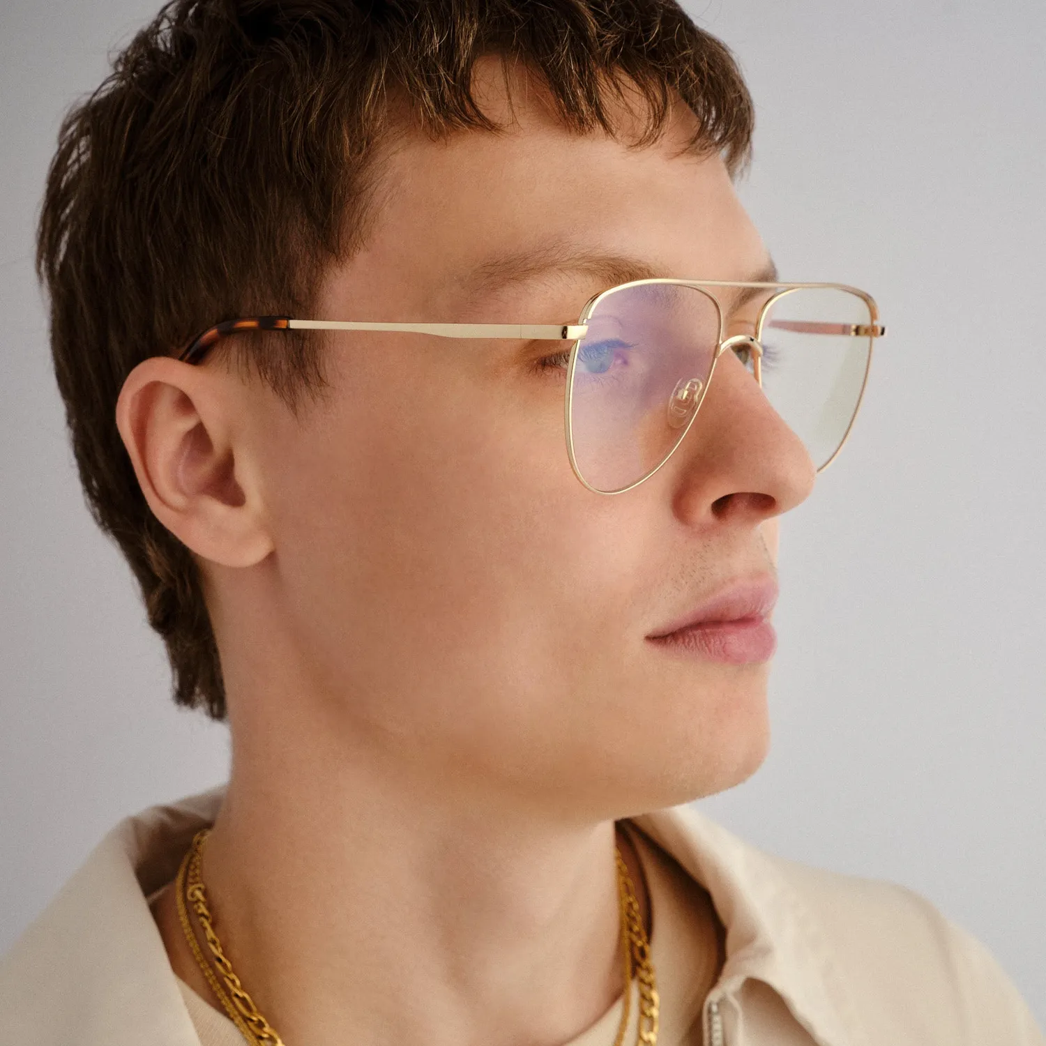 Le Specs The Duke montatura da vista oro filtro luce blu