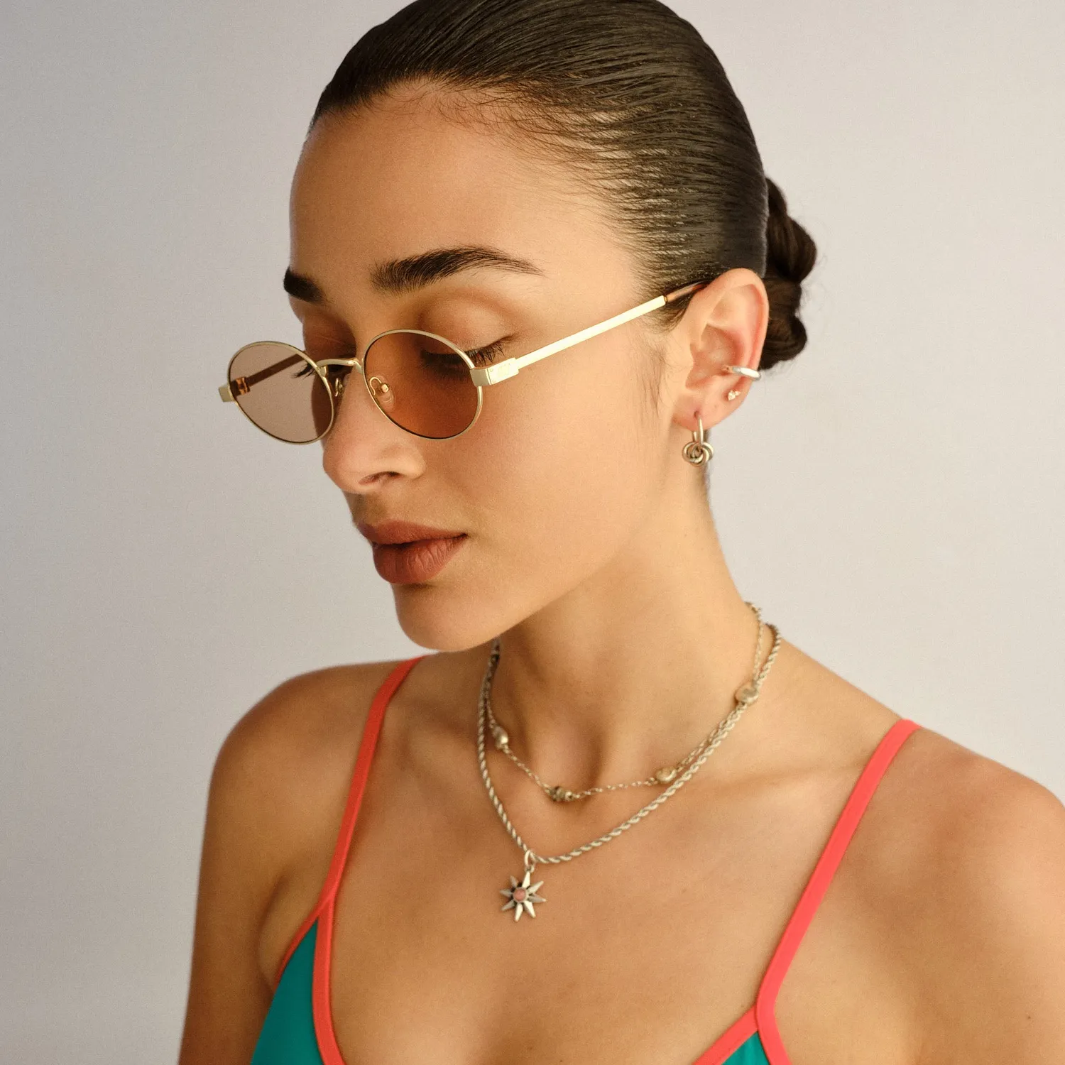 Le Specs Poseidon Deux occhiali da sole oro lente marrone