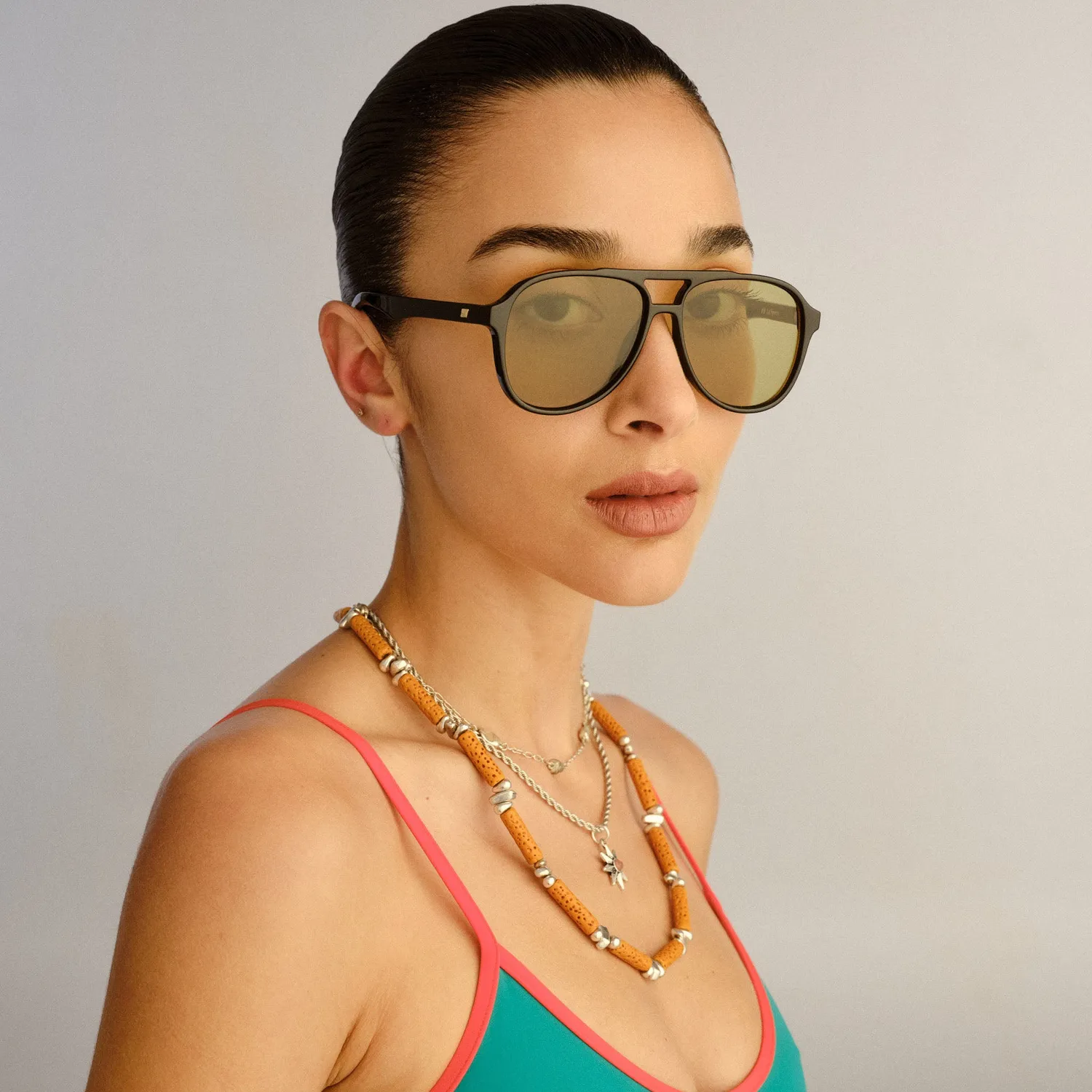 Le Specs Tragic Magic occhiale da sole nero lente oliva