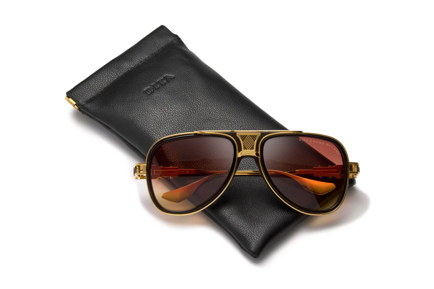 DITA Soft Leather custodia occhiali nera in pelle