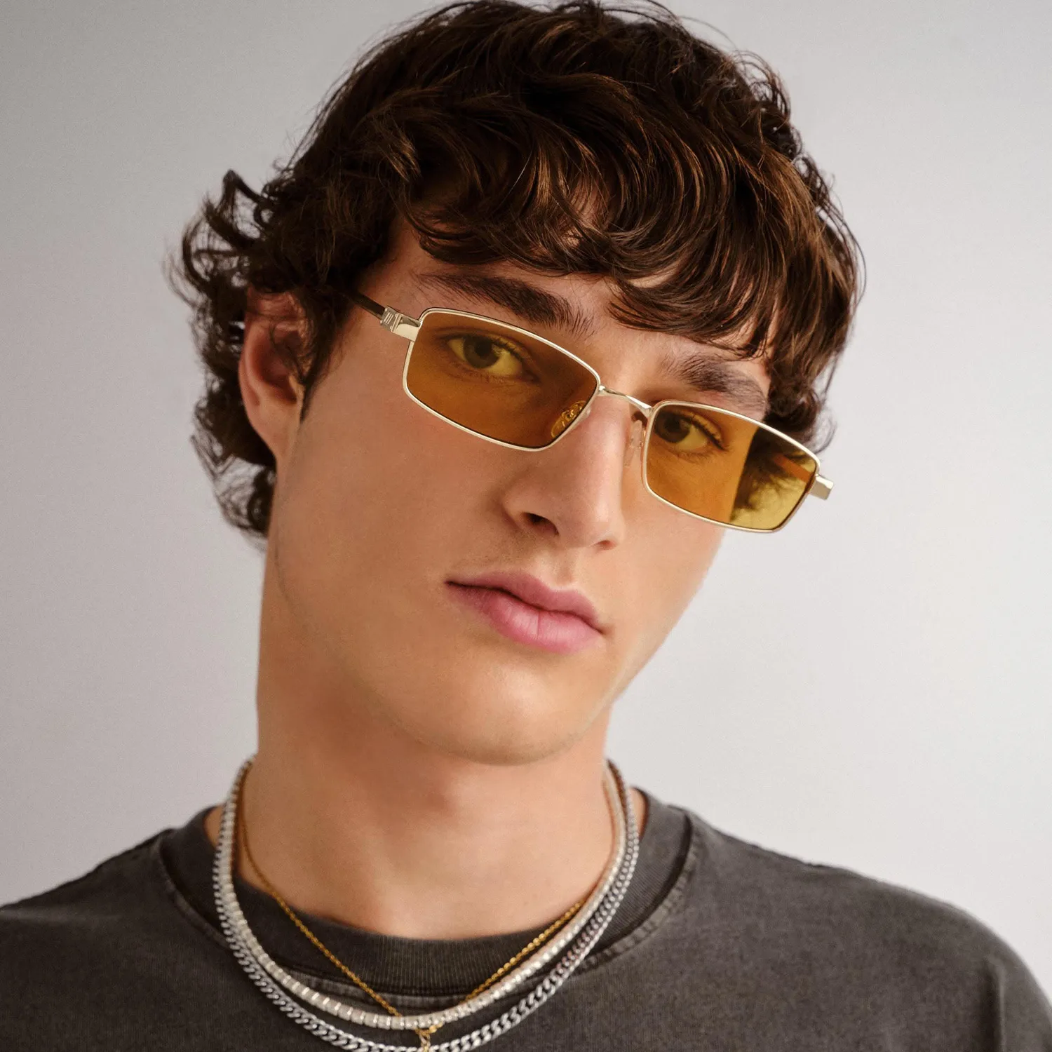 Le Specs Bizarro occhiale da sole bright gold rettangolare