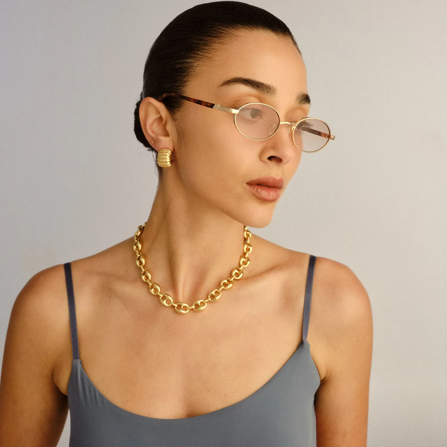 Le Specs Icicle occhiali da sole bright gold ovali