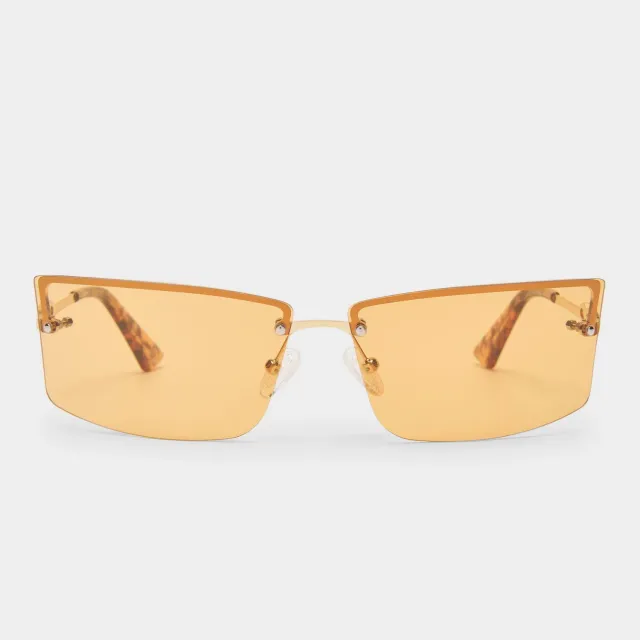 Le Specs Alien occhiale da sole Bright Gold rettangolo