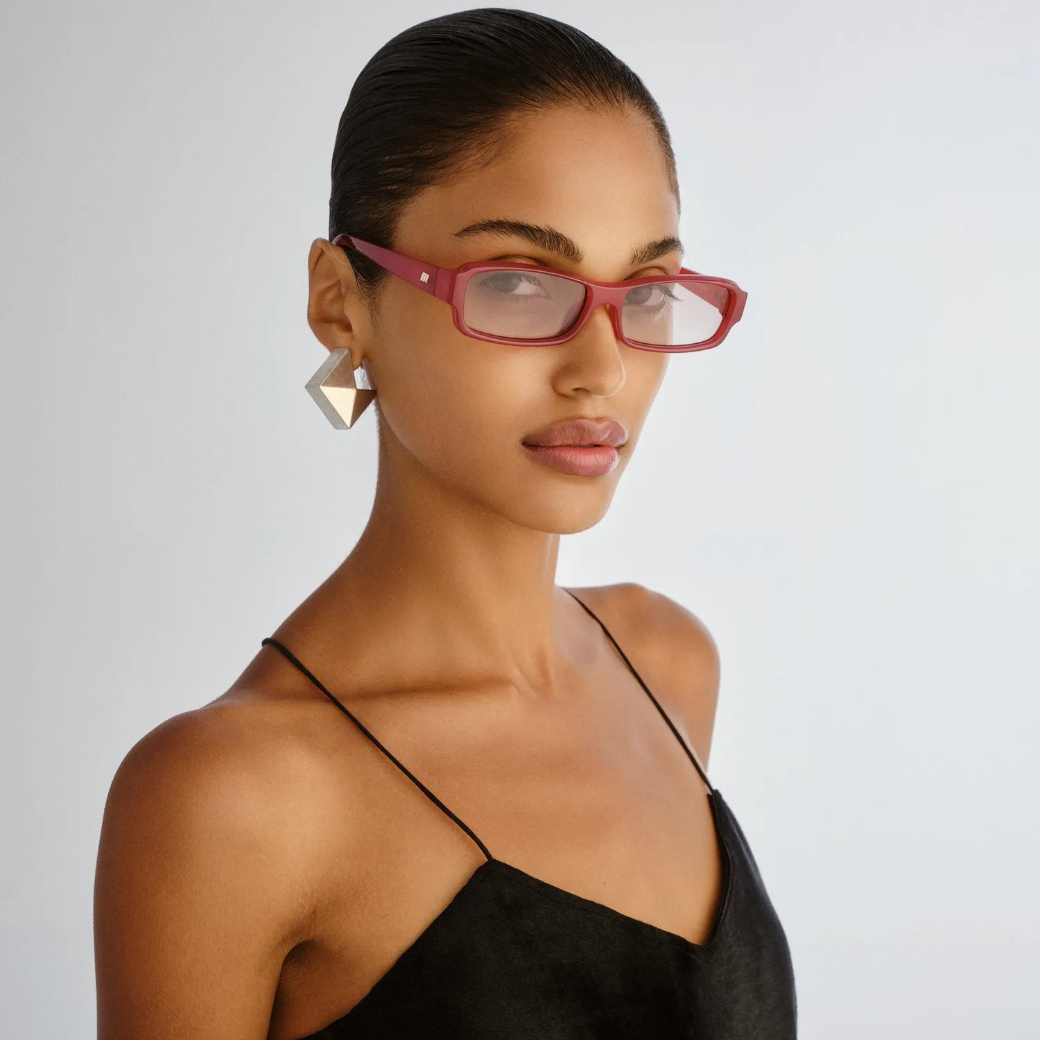 Le Specs Dial Tone occhiali da sole cranberry rettangolari